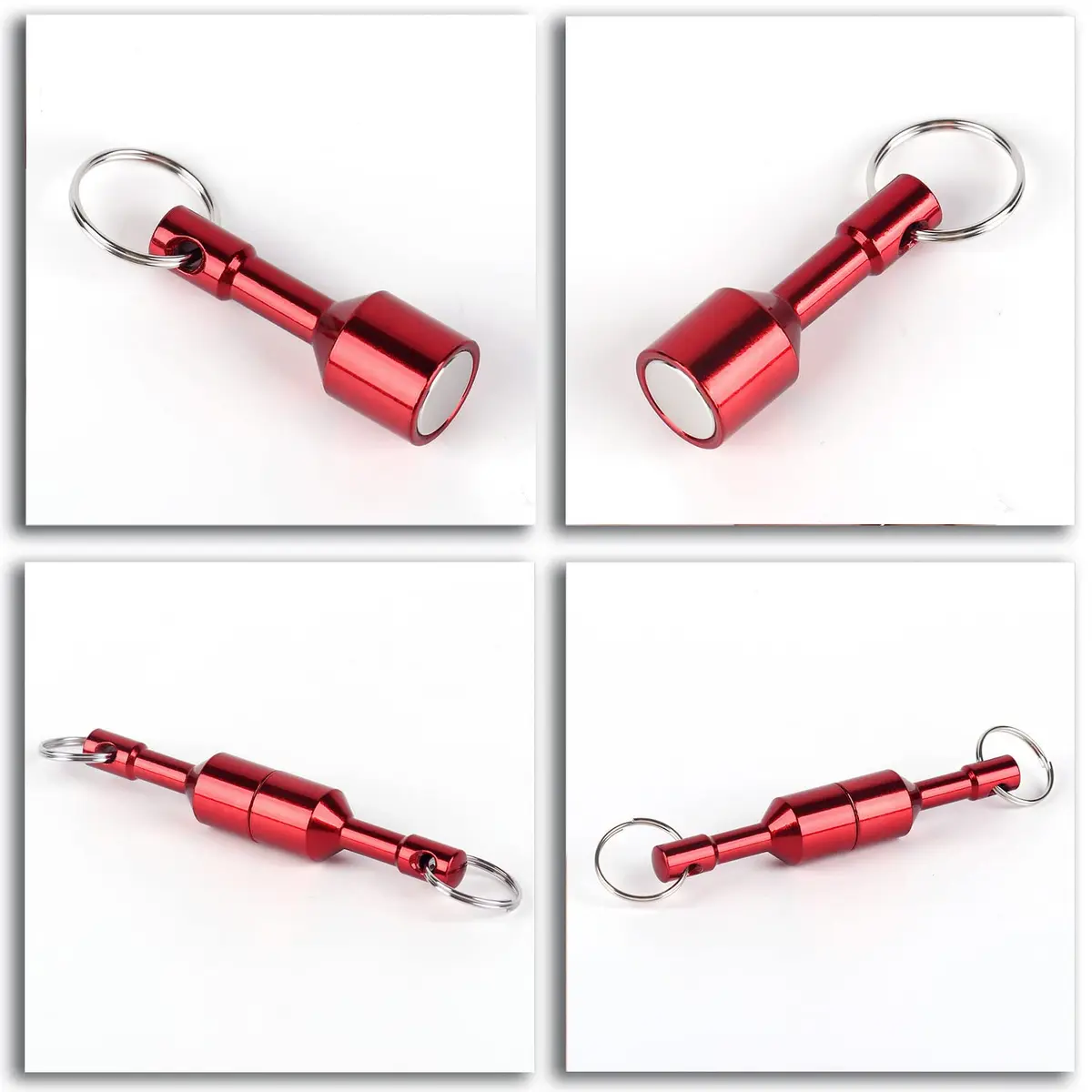 WELLZEER Red Keychain Magnet for Testing Brass, N52 Neodymium, 15mm x 45mm (2-Pack) | Strong Rare Earth Magnet for Jewelry & Metals - view 2