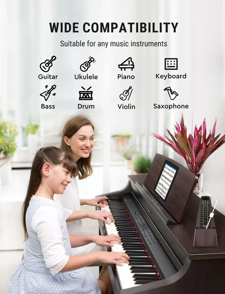 LINRAX M2 Mechanical Metronome for Piano Guitar Bass Ukulele Drum Violin Cello Saxophone Trumpet and Other Musical Instruments, Track Tempo and Beat, Loud Sound, High Precision, Wood Grain (0.52 kg / 1.15 lb) - view 6