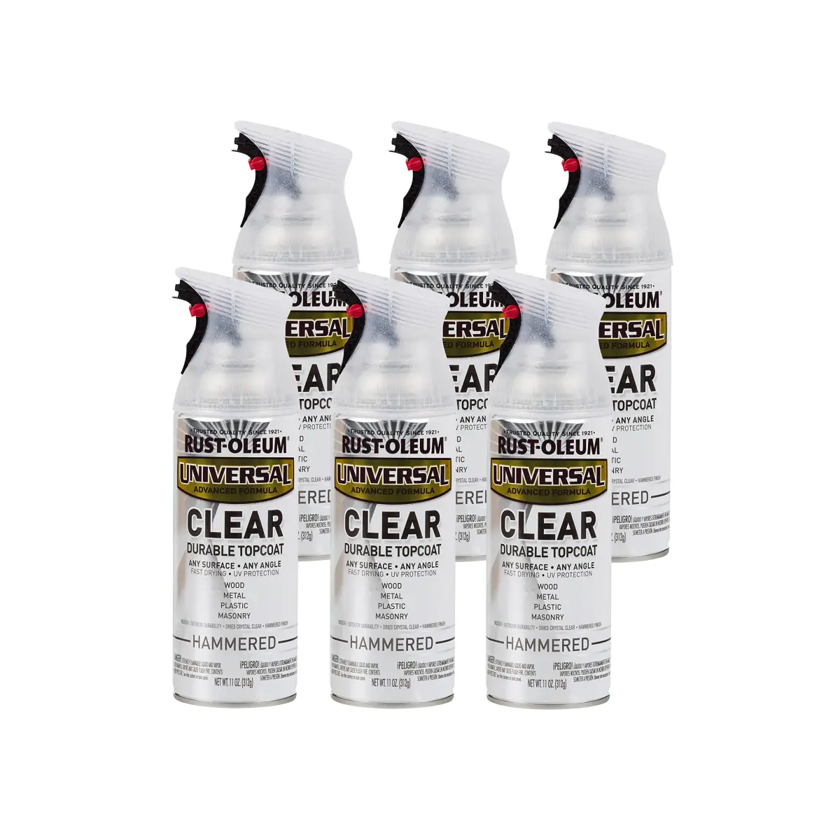 Rust-Oleum Hammered Clear Universal All Surface Clear Topcoat Spray, 11 oz (Pack of 6) - main product image