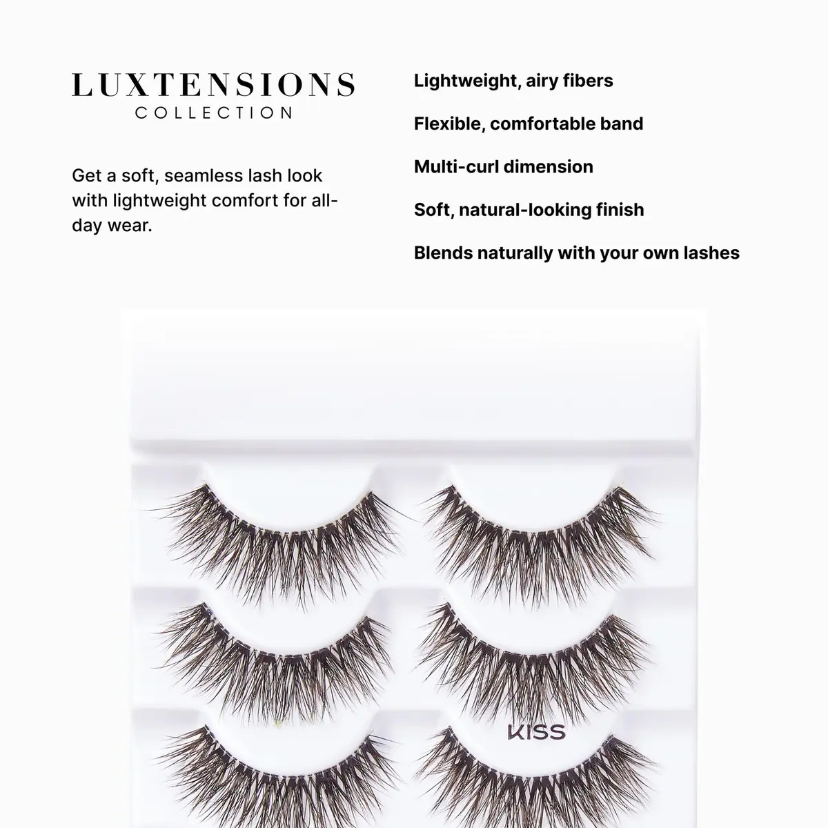 KISS Lash Couture LuXtensions Velvet False Eyelashes | 12mm, 1 Pair Strip Lashes - view 6