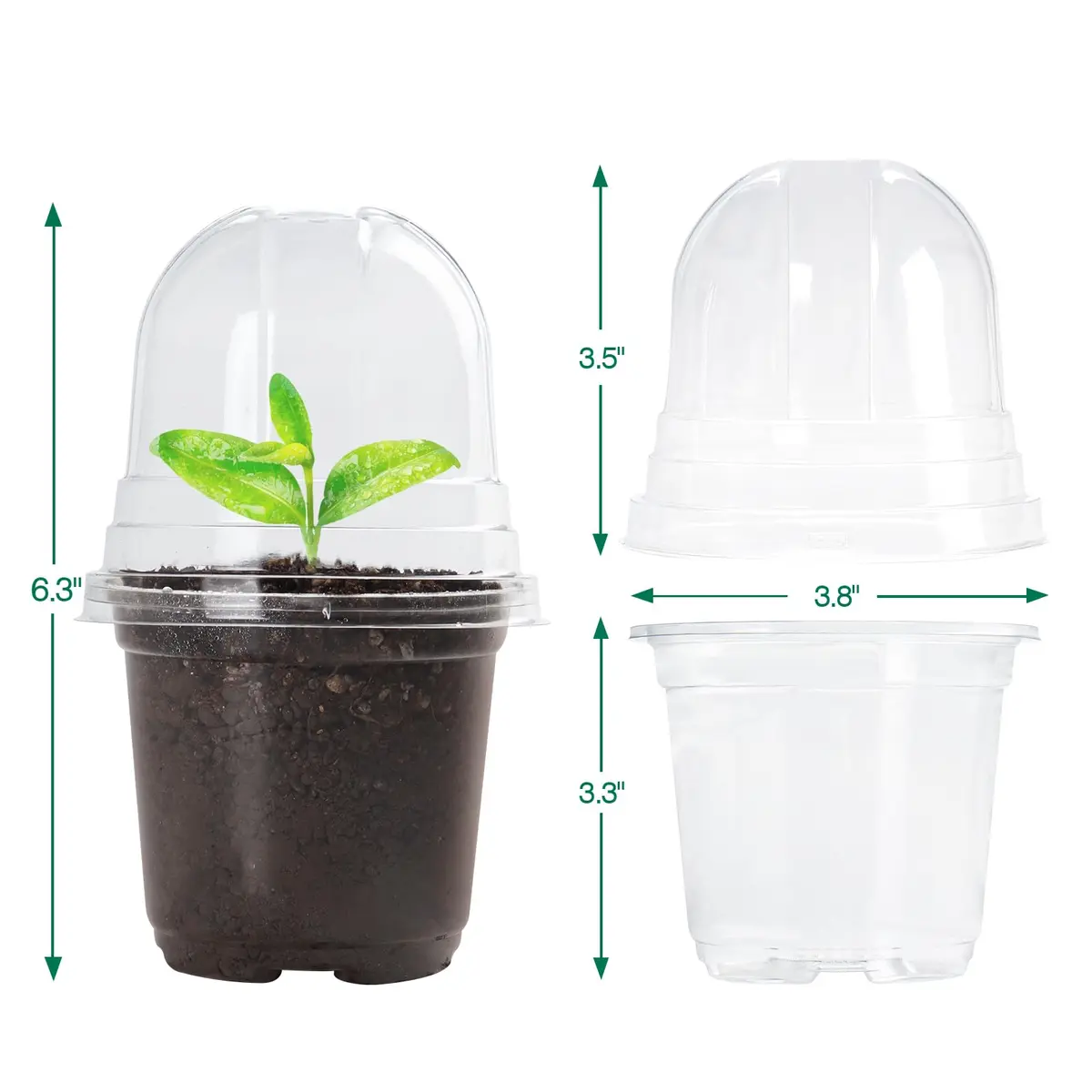 Bluepro Nursery Pots with Humidity Domes, 4 Inch | Clear Plastic for Seed Starting & Propagation - view 2
