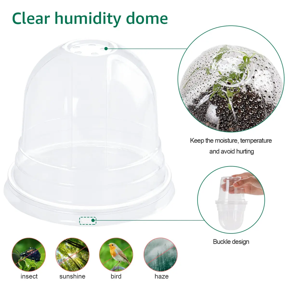 Bluepro Nursery Pots with Humidity Domes, 4 Inch | Clear Plastic for Seed Starting & Propagation - view 3