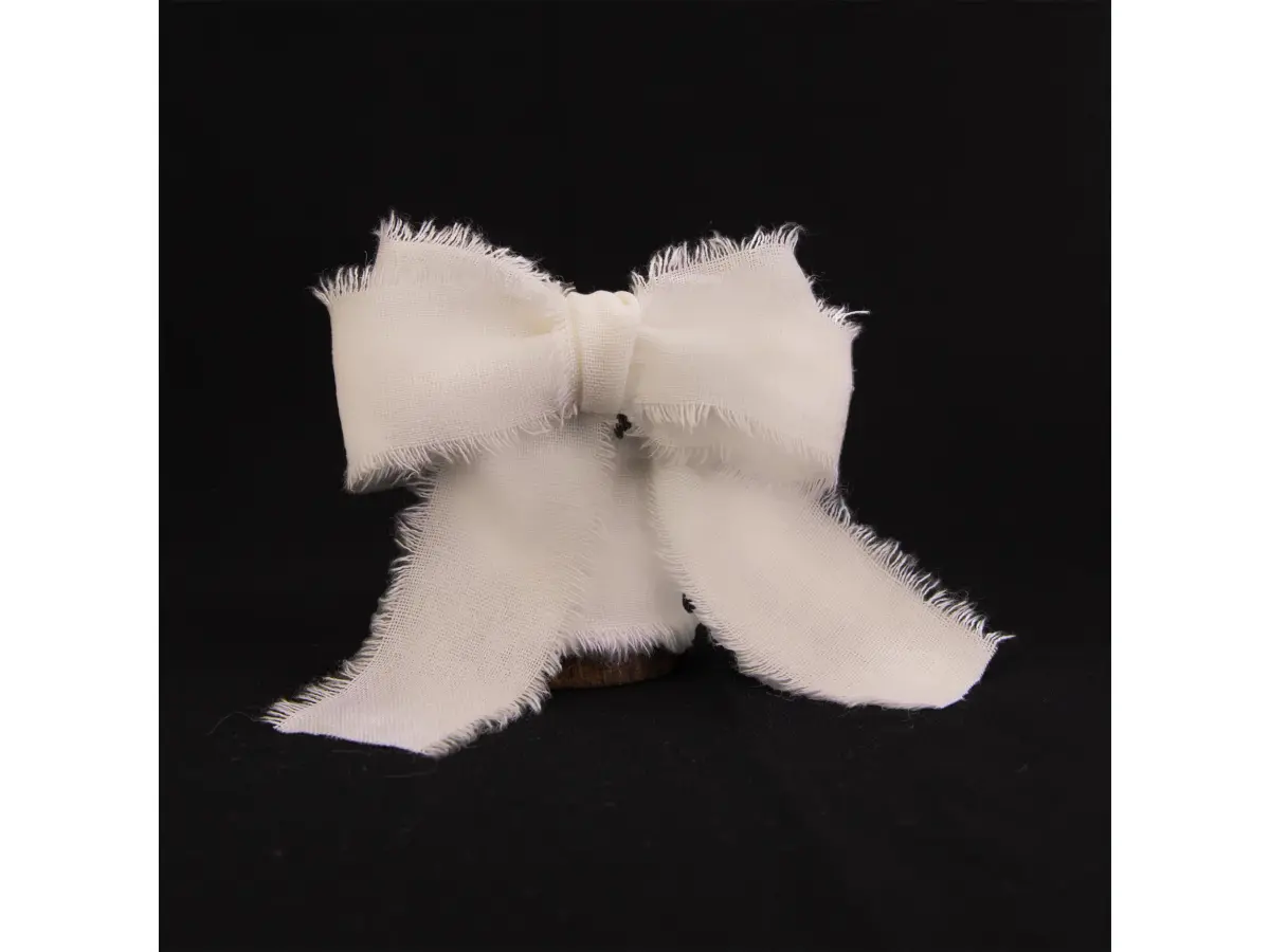 Vitalizart White Cotton Linen Ribbon with Spool 1.5 inch (3.81 cm) x 5 Yd (4.57 m) Frayed Fringe | Handmade Rustic Texture - view 6