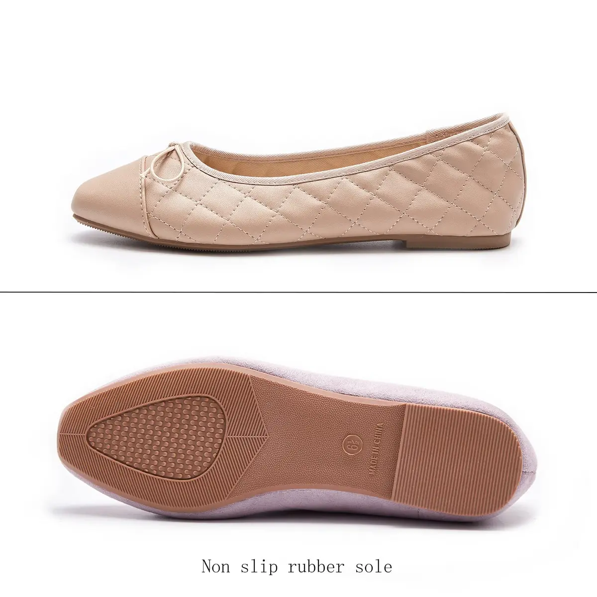 AFEETSING Women's Cap Toe Ballet Flats Comfortable Bow Dressy Flats Shoes for Women (B-Nude, Numeric_8) | Classic Daily Wear - view 5
