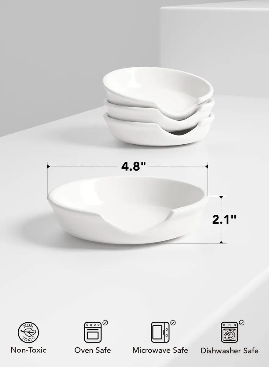 LE TAUCI Ceramic Spoon Rest, 4.8 Inch | White Kitchen Spoon Holder for Stove & Counter - view 6