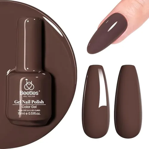 Beetles Brown Gel Nail Polish – 15ml (0.5 Fl Oz) Gray Brown | Dark Brown Nail Art Manicure - main product image