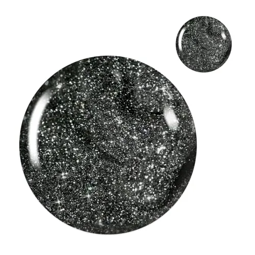 Beetles Black Glitter Gel Polish 57-Shooting Stars 15ml | Sparkle Reflective Disco Effect - main product image