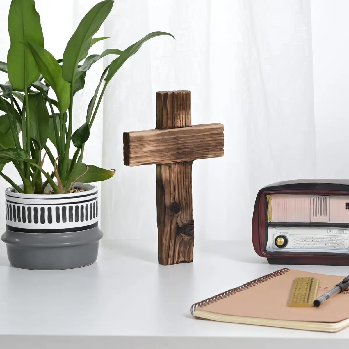 OKSQW Wooden Cross Wall Decor | Small Religious Baptism & Gift - view 6