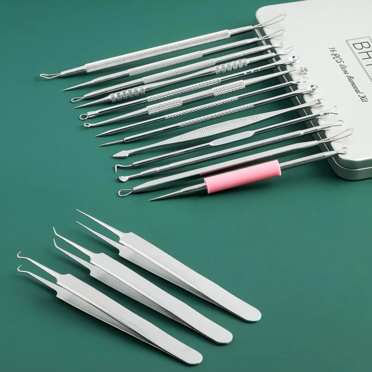 BHYTAKI 16 PCS Blackhead Remover Tools with Metal Box | Professional Stainless Steel Pimple Extractor Kit - view 7