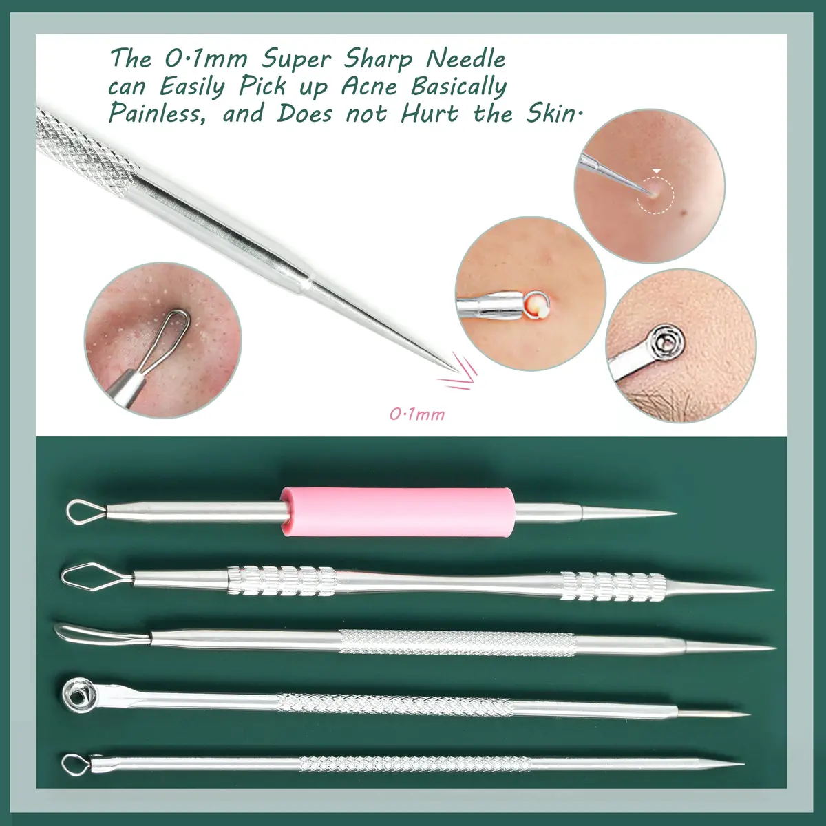 BHYTAKI 16 PCS Blackhead Remover Tools with Metal Box | Professional Stainless Steel Pimple Extractor Kit - view 4