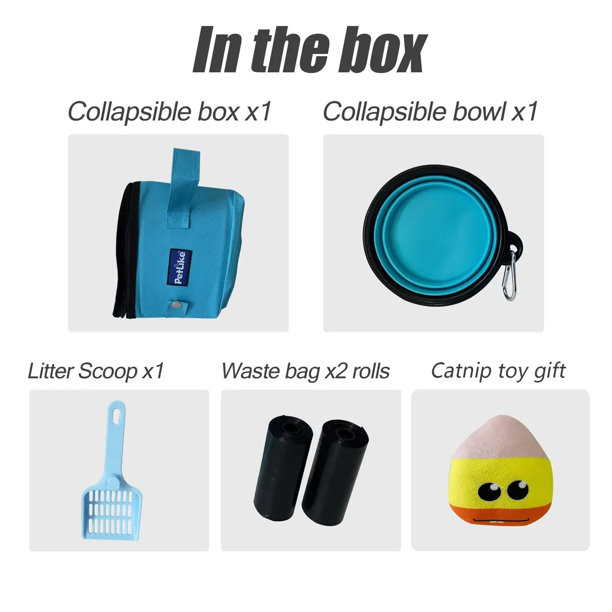 PetLike Travel Cat Litter Box Medium Aqua Set | Collapsible Portable Tray Carrier for Small Medium Cats - view 2