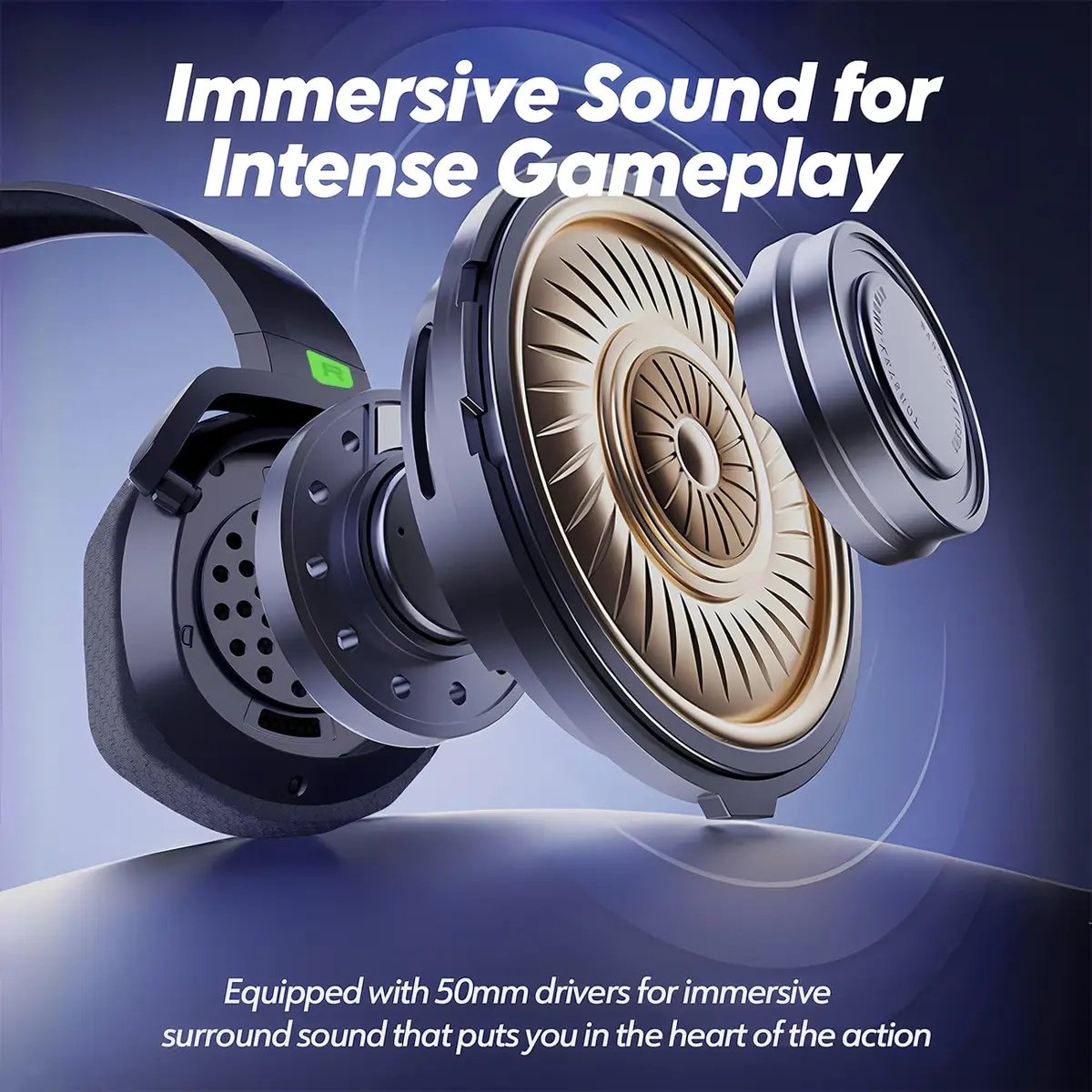 NUBWO G06 Dual Wireless Gaming Headset with Microphone for PS5, PS4, PC - 23ms Low Latency Audio - 100-Hour of Playtime - 50mm Drivers (Black-Green) - view 5