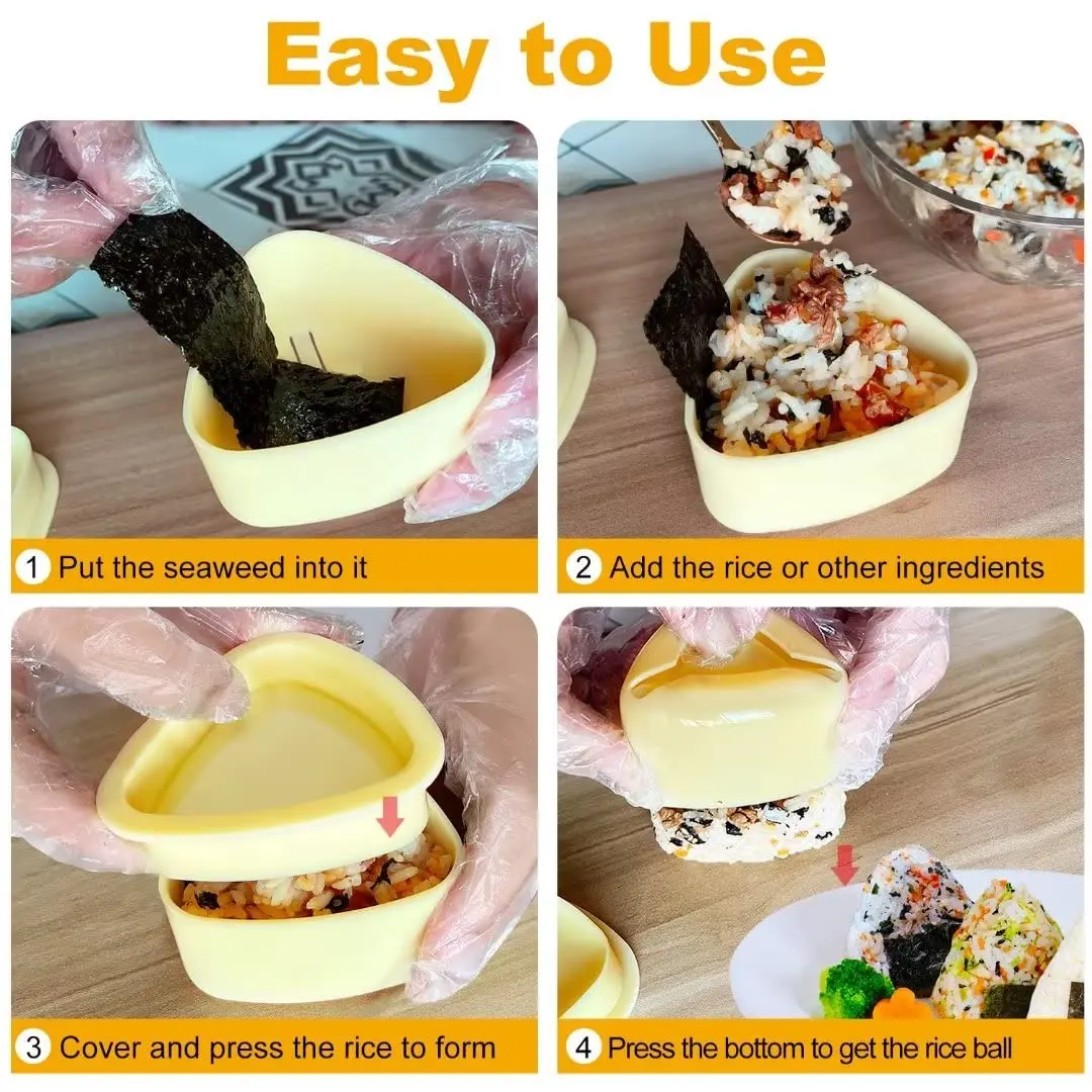TAORISH Onigiri Mold 3 Pack Triangle Rice Ball Maker for Kid Lunch Bento & Home DIY | Durable Plastic - view 3