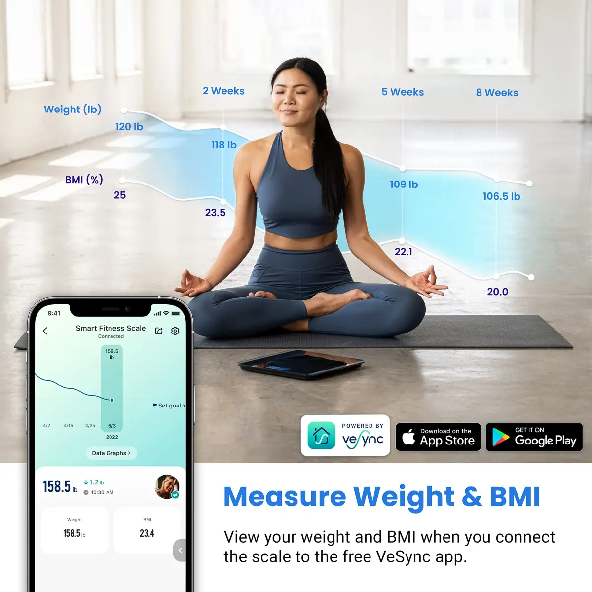 Etekcity Smart Digital Bathroom Scale for Body Weight and BMI, Black | FDA Approved, 180 kg (400 lb) Capacity - view 2