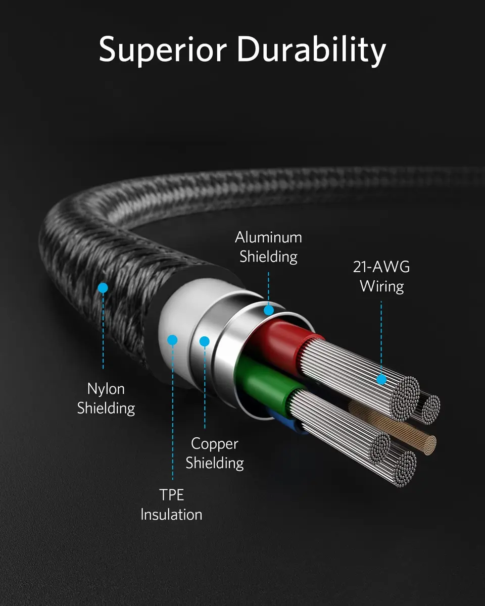 Anker Nylon USB C to Lightning Cable, MFi-Certified, 1 ft, Black | Durable Nylon Exterior & Fast Charging - view 6