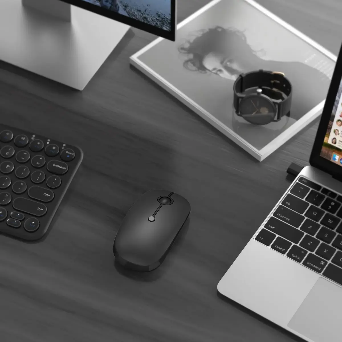 VssoPlor Black Wireless Mouse with USB-C Receiver | Ergonomic, Rechargeable, Quiet Click - view 8
