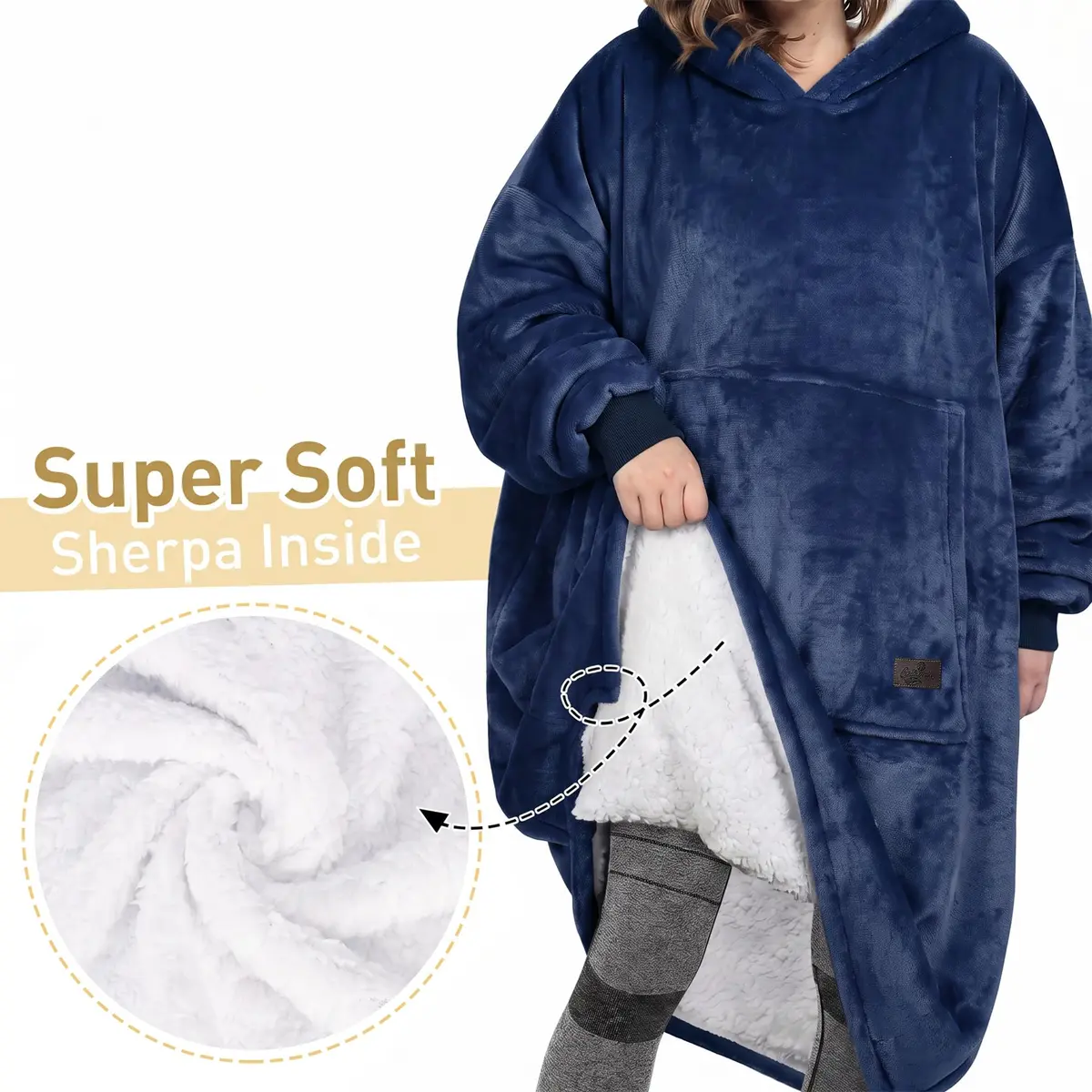 Catalonia Oversized Sherpa Full Body Wearable Blanket Hoodie Sweatshirt | Extra Warm, Soft & Cozy for All Seasons - view 5