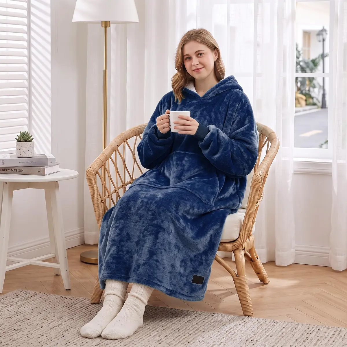 Catalonia Oversized Sherpa Full Body Wearable Blanket Hoodie Sweatshirt | Extra Warm, Soft & Cozy for All Seasons - view 2