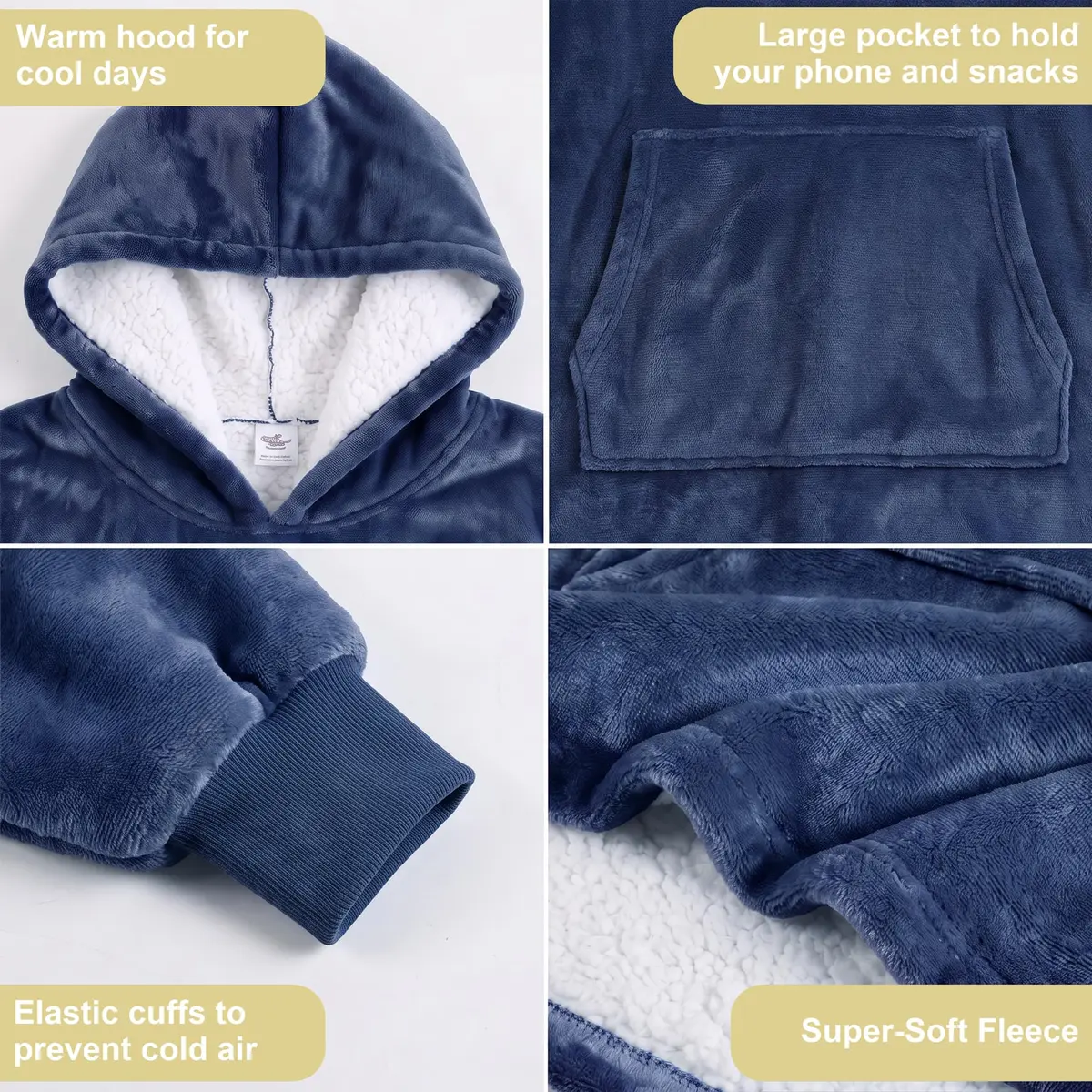Catalonia Oversized Sherpa Full Body Wearable Blanket Hoodie Sweatshirt | Extra Warm, Soft & Cozy for All Seasons - view 3