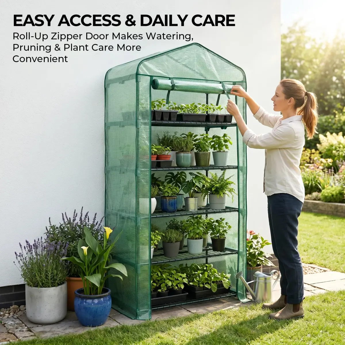 Worth Garden 5-Tier Mini Sun Shade Greenhouse 75" H x 27" L x 19" W | Protects Plants from Sun, Heat & Rain - view 3
