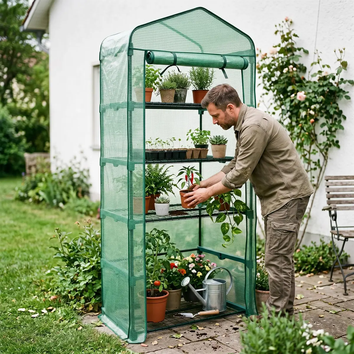 Worth Garden 4 Tier Mini Greenhouse 63'' H x 27'' L x 19'' W | Portable Indoor & Outdoor Plant Shelter - view 7