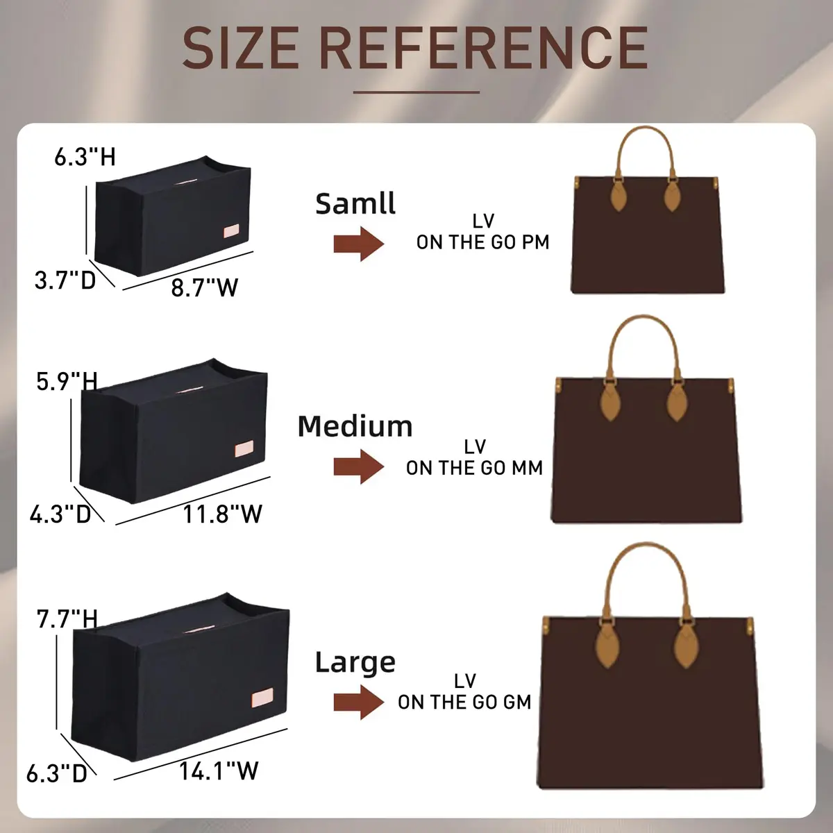 Doxo Felt Purse Organizer Insert for LV On The Go GM, With Cover, Black | 38 cm (15" W x 7" H x 8" D) Bag Organizer - view 2