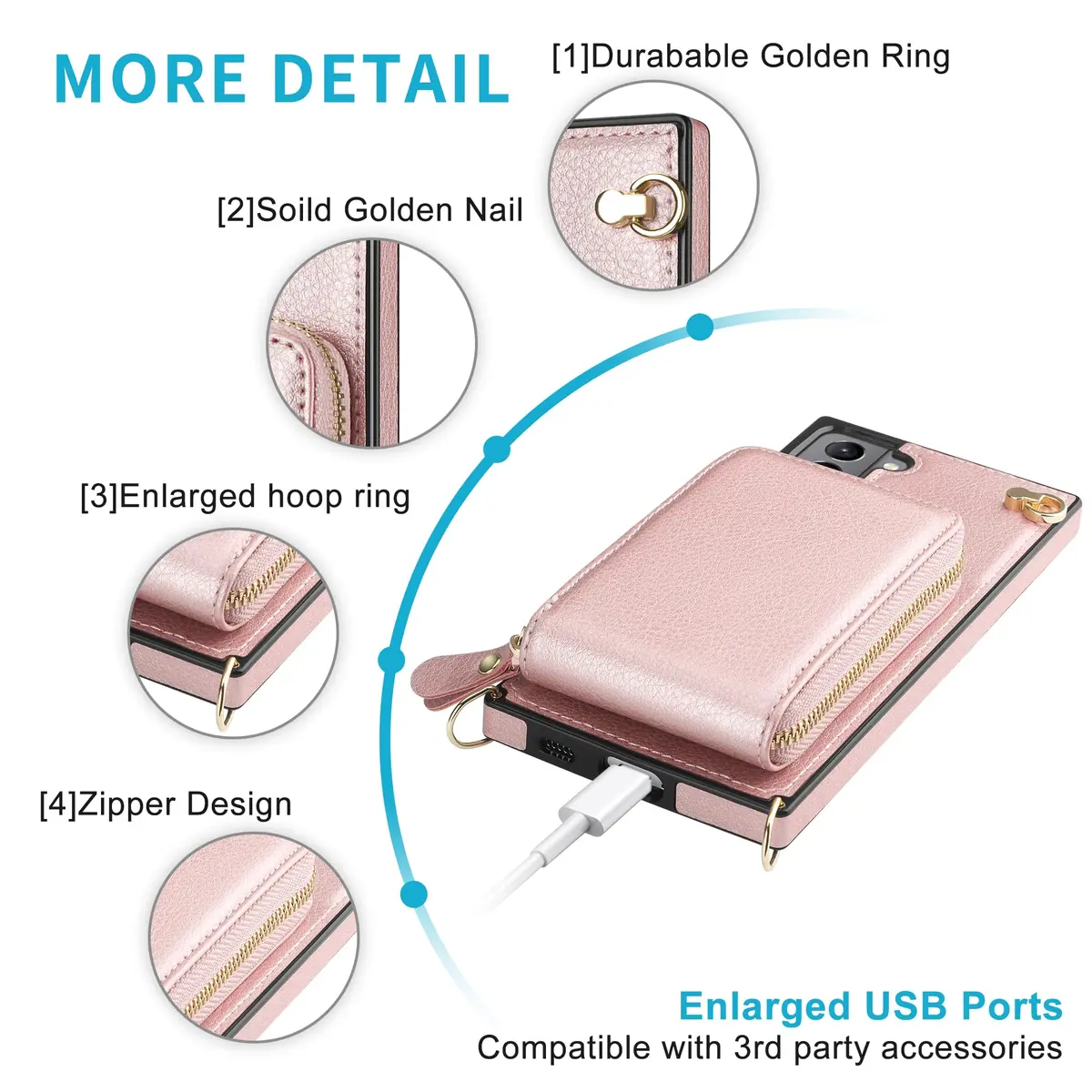 JAKPDE Wallet Case for Samsung Galaxy S21 6.2 inch | Card Holder & Crossbody Lanyard (Rose Gold) - view 6