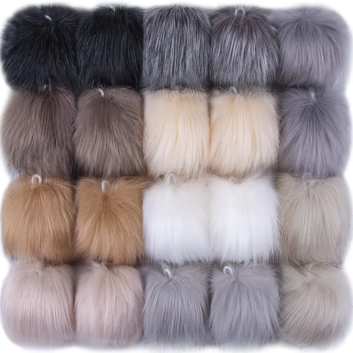 SIQUK 20 Pieces Faux Fur Pom Pom 10cm (3.94 inches) | Soft Colors for Hats, Bags, DIY - main product image