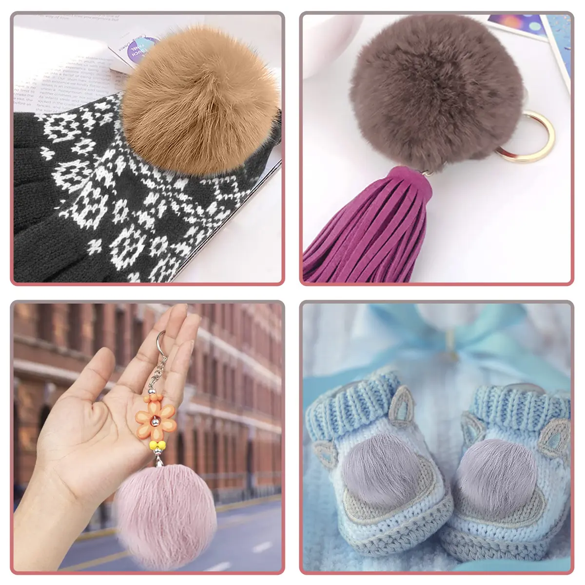 SIQUK 20 Pieces Faux Fur Pom Pom 10cm (3.94 inches) | Soft Colors for Hats, Bags, DIY - view 7