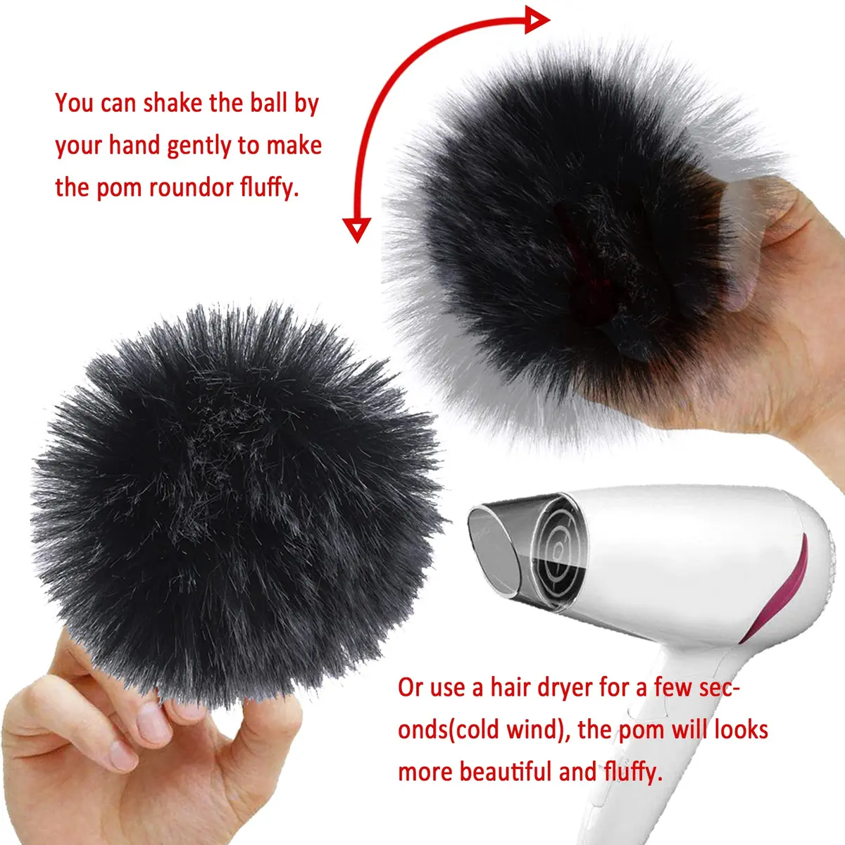 SIQUK 20 Pieces Faux Fur Pom Pom 10cm (3.94 inches) | Soft Colors for Hats, Bags, DIY - view 3