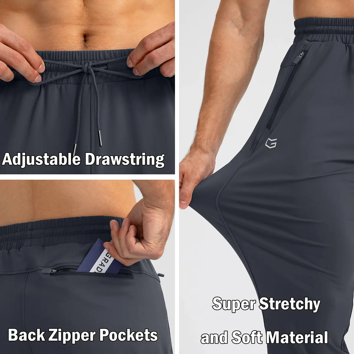 G Gradual Men's Sweatpants with Zipper Pockets Tapered Fit | Athletic & Versatile (XX-Large, Grey) - view 5