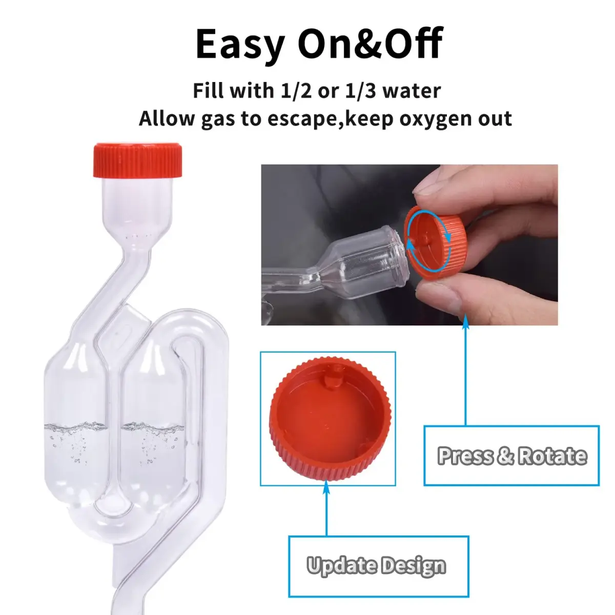 Zazolyne S-Shape Airlock with #6 Stopper & Grommets (5 Sets) | Bubble Fermentation Lock for Brewing Wine Making - view 2
