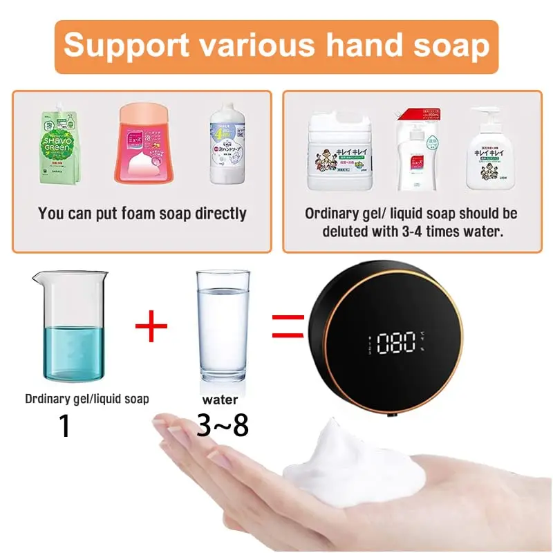 CAZOKASI Automatic Foaming Wall Dispenser Black | Touchless Sensor for Bathroom & Commercial Use - main product image