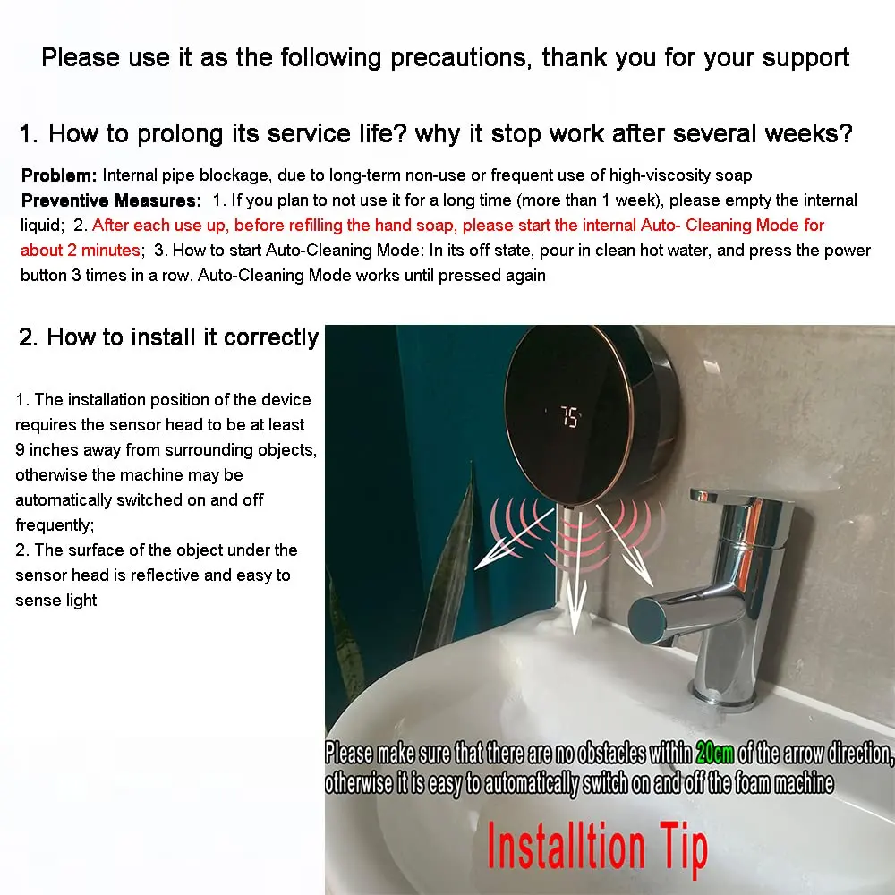CAZOKASI Automatic Foaming Wall Dispenser Black | Touchless Sensor for Bathroom & Commercial Use - view 3