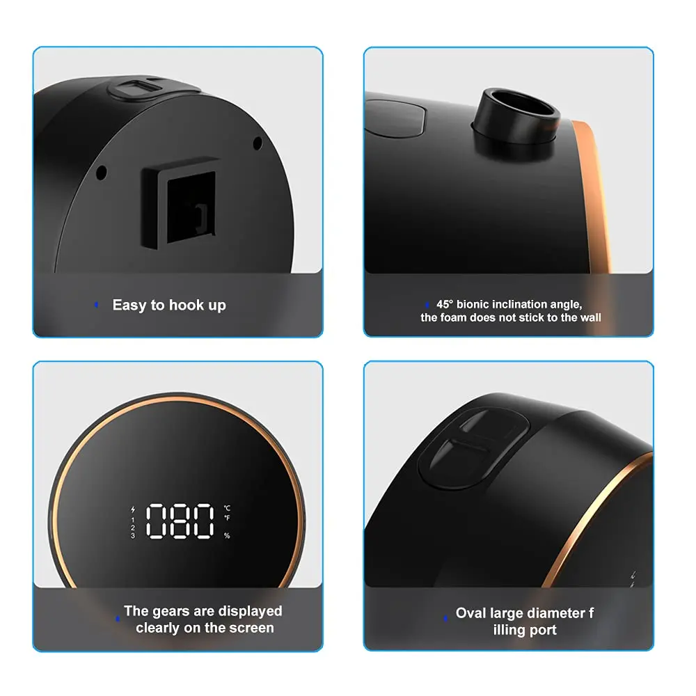 CAZOKASI Automatic Foaming Wall Dispenser Black | Touchless Sensor for Bathroom & Commercial Use - view 4