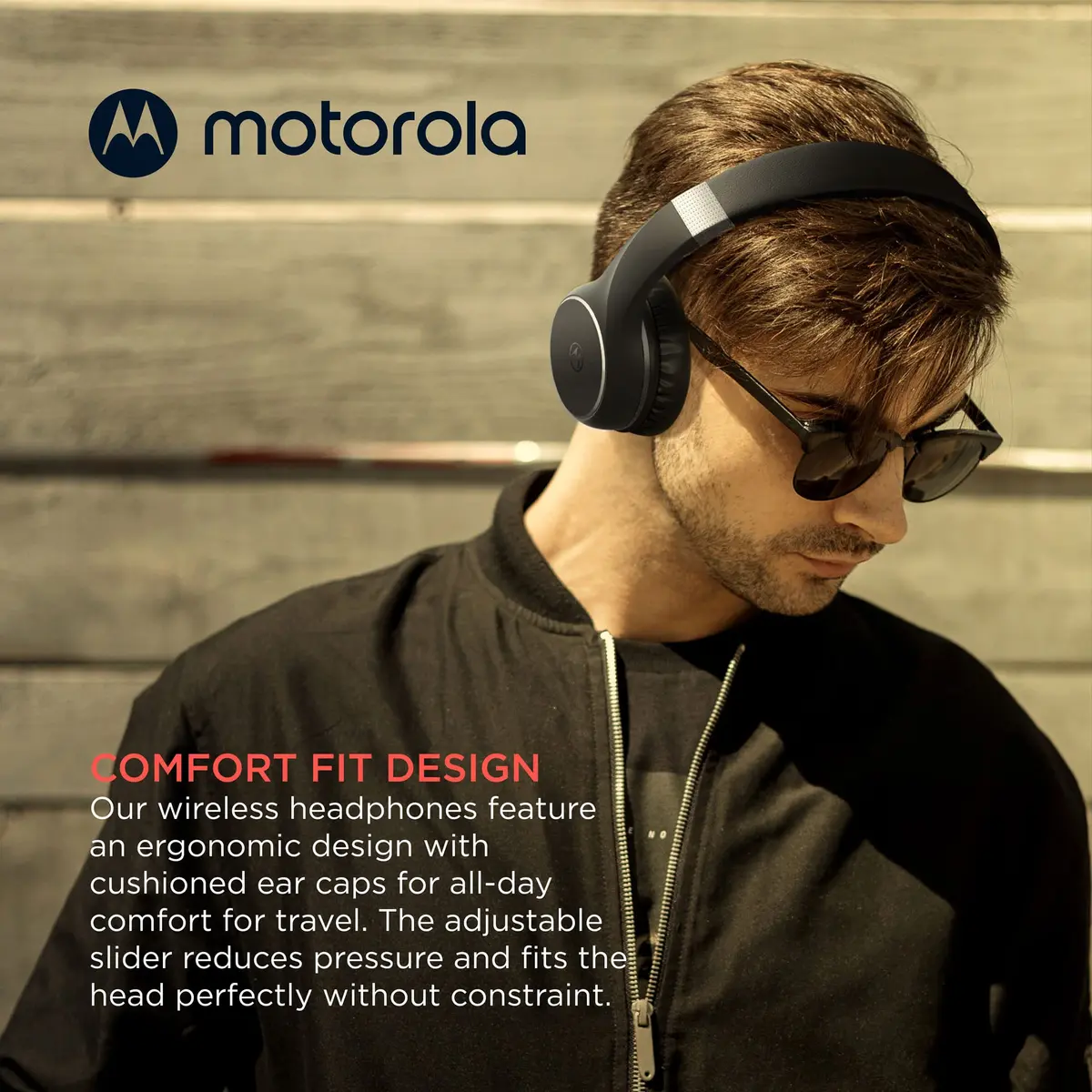 Motorola Sound Moto XT220 Bluetooth Wireless Headphones with Mic, Foldable Over-Ear, 40mm Drivers | Black - view 5
