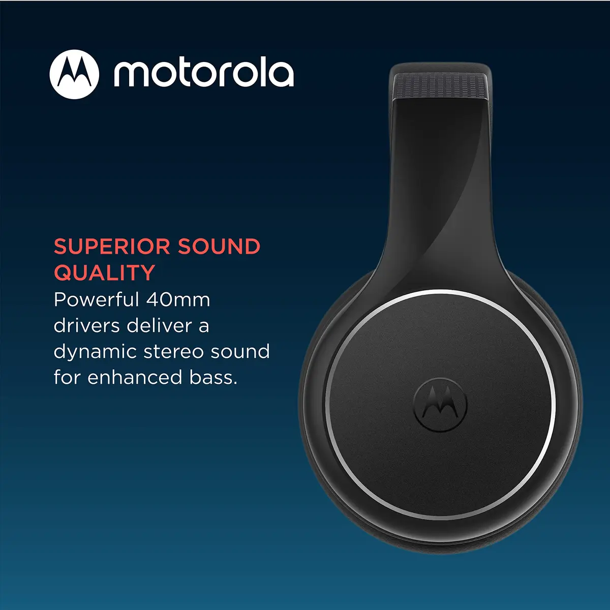 Motorola Sound Moto XT220 Bluetooth Wireless Headphones with Mic, Foldable Over-Ear, 40mm Drivers | Black - view 4