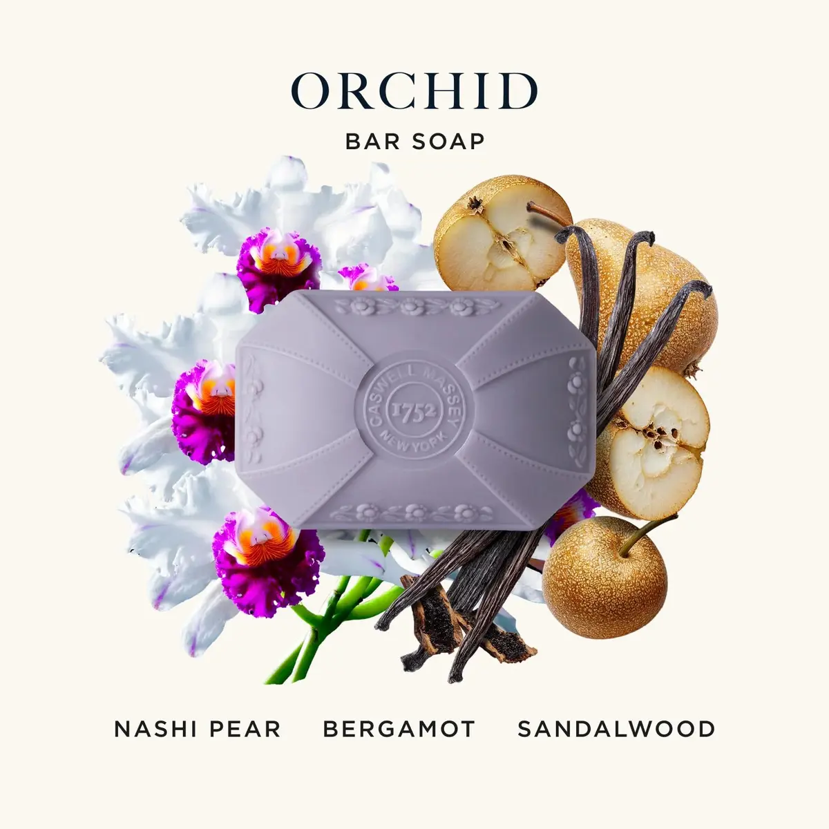 Caswell-Massey Orchid Natural Bar Soap 3.5 oz | Moisturizing, Plant-Based Formula for All Skin Types - view 2