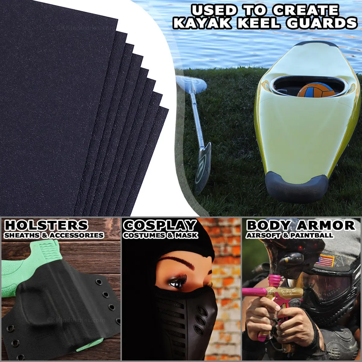 Holstex Kydex V Thermoform Sheet P1 Texture 1.52mm (0.060in) Black | 8 Pack for Holster Making - view 2