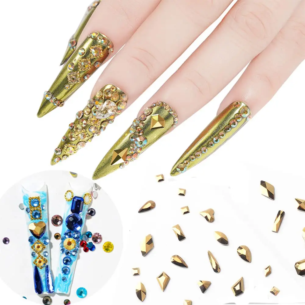 La Jolie Jasmin Gold Nail Rhinestones 735pcs | AB Crystals for Nail Art & Crafts - main product image