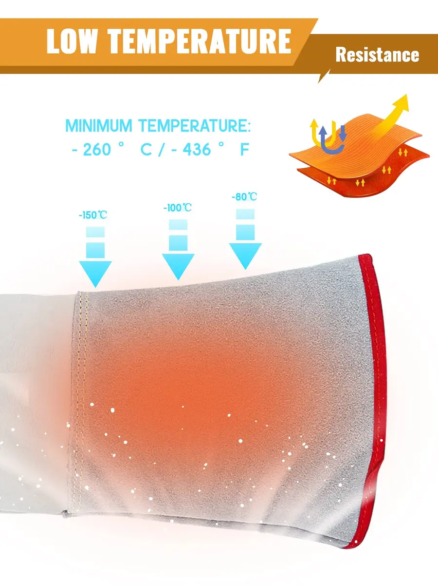 Bonvoisin Cryogenic Gloves 14.2" / 36cm Long | Liquid Nitrogen & Cold Storage Safety - view 4