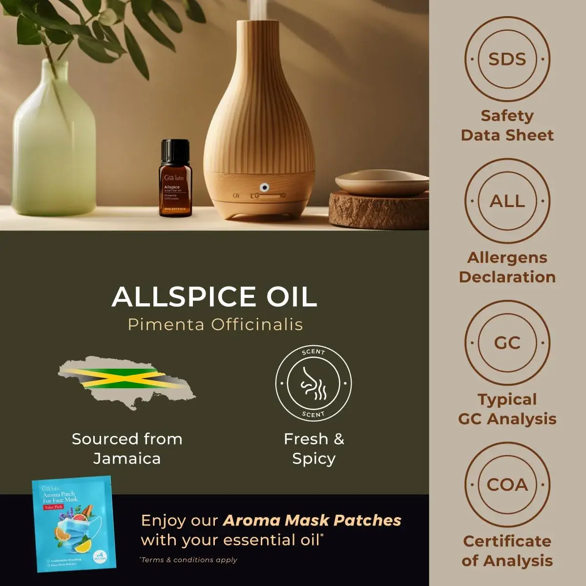Gya Labs Allspice Essential Oil for Hair, Skin, Diffuser & Candle Making Scent 10ml (0.34 Fl Oz) - view 6