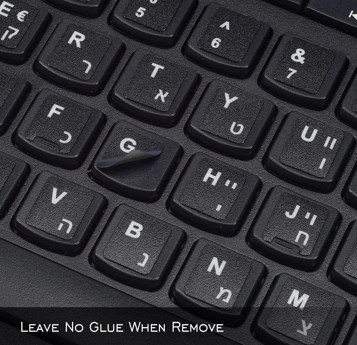 DAMMOMKO Hebrew Keyboard Letter Stickers - Black Background, 2-Pack | Vinyl Replacement for Laptops - view 4