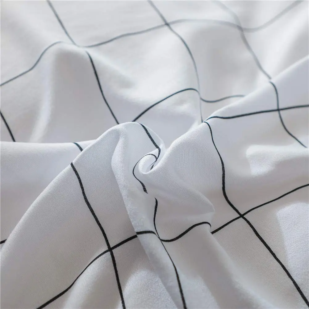 NSNLGSGC Twin Duvet Cover Set Grid White | Soft Microfiber Bedding for Kids - view 7