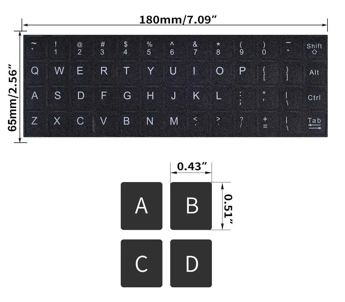 DAMMOMKO English Keyboard Stickers with Tweezer | Black Background, White Lettering (2-Pack) - view 3