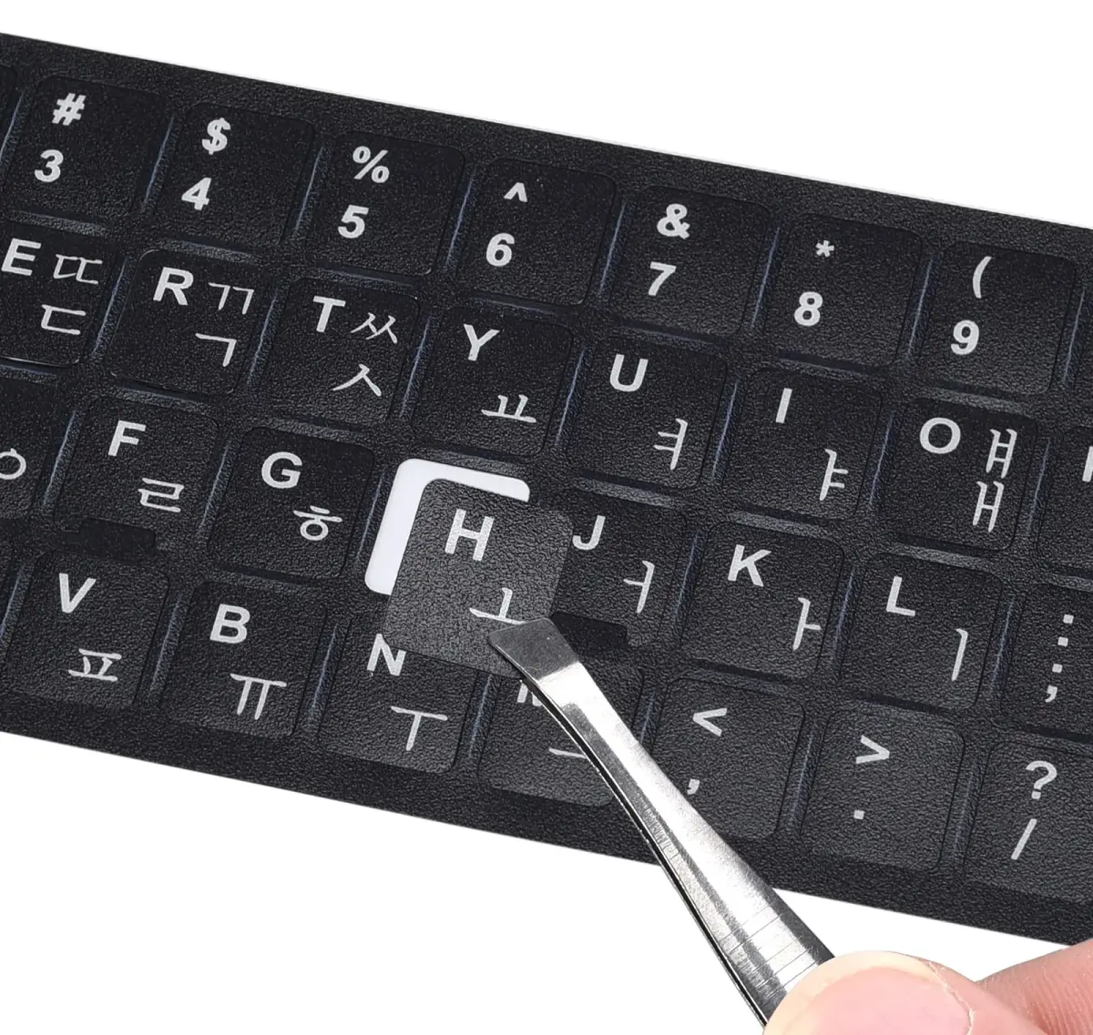 DAMMOMKO Korean Keyboard Stickers for Laptop - 2 Pack with Tweezer | Bilingual English-Korean Letter Print - main product image