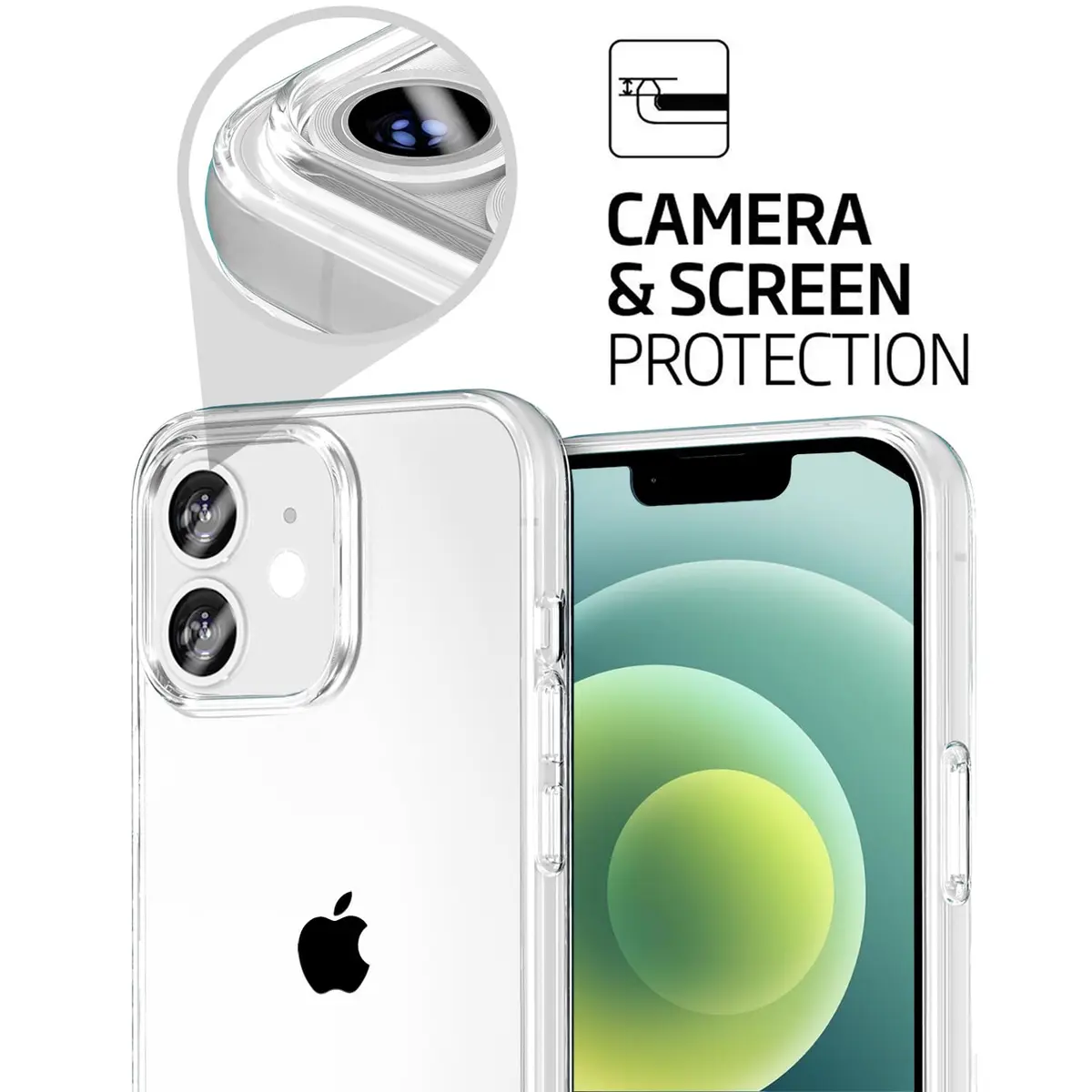 TENOC Clear Case for iPhone 12 & iPhone 12 Pro 6.1 Inch | Shockproof TPU Bumper with Camera Protection - view 5