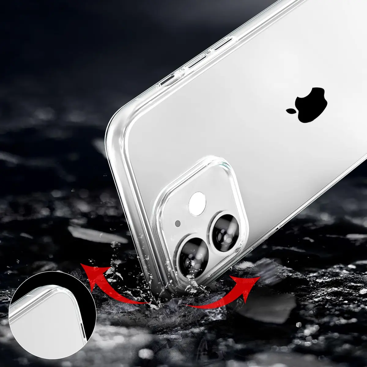 TENOC Clear Case for iPhone 12 & iPhone 12 Pro 6.1 Inch | Shockproof TPU Bumper with Camera Protection - view 4