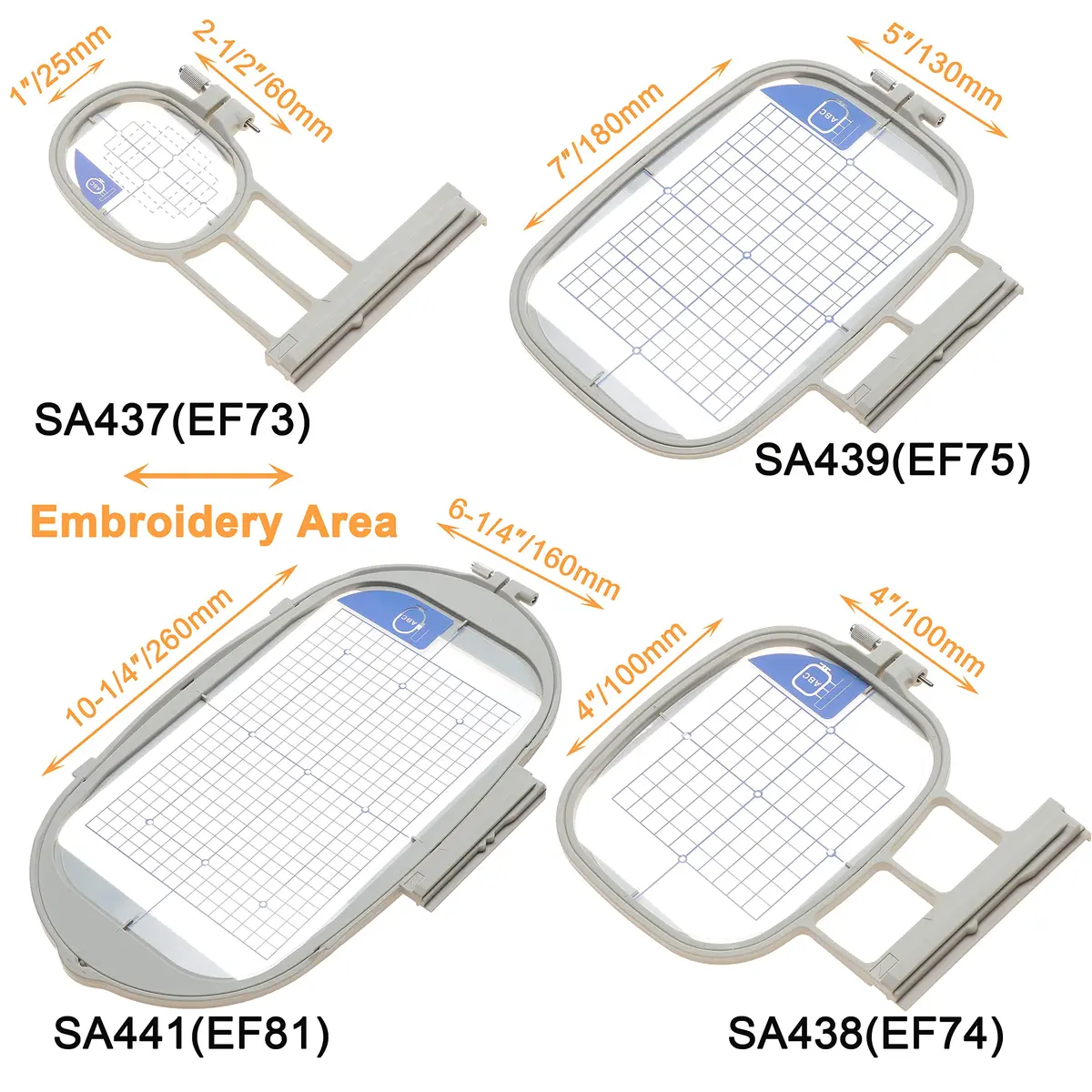 New brothread Embroidery Machine Hoop 4 in 1 Set | Compatible with Brother & Baby Lock (4-pack, 4"x4" to 6.25"x10.25") - view 5