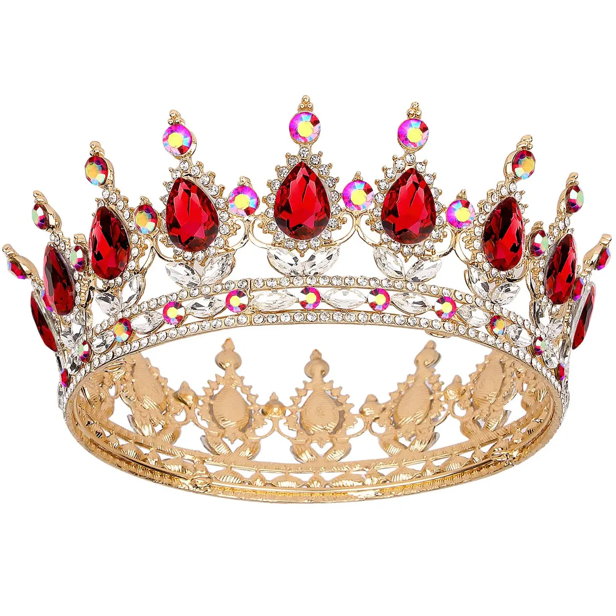COCIDE Gold Crown for Women Red Crystal Wedding Tiara and Crowns | Elegant Queen Crown for Special Occasions - main product image